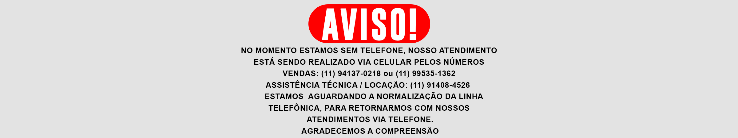 Aviso Telefone com Problema