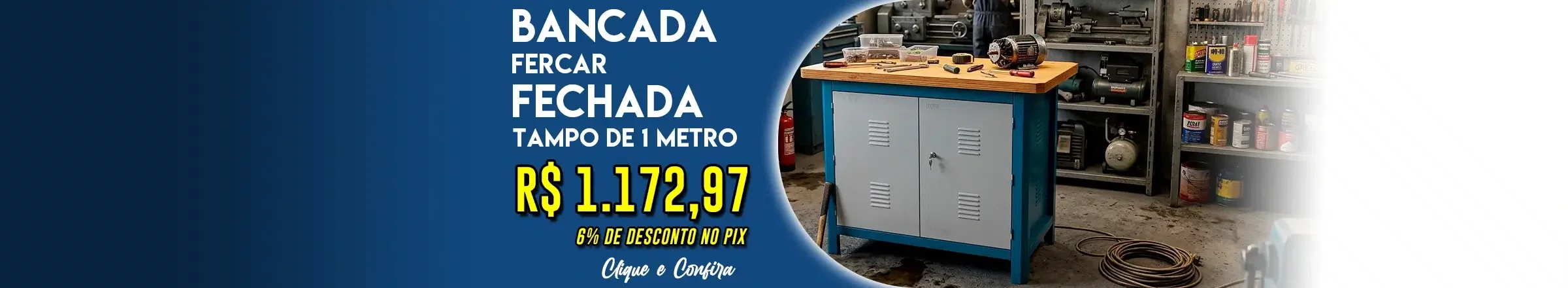 Bancada Fercar Fechada Com Tampo de 1 Metro