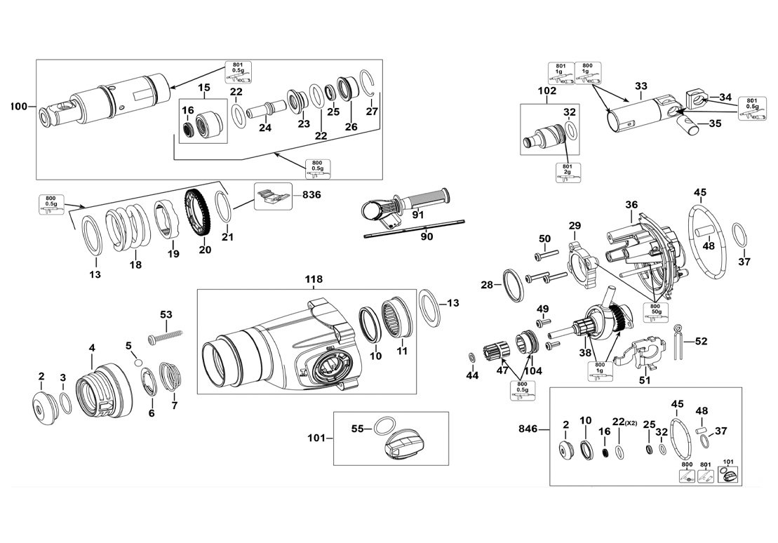 Martelete Perfurador Rompedor DCH263 B2 Tipo 1 - Dewalt