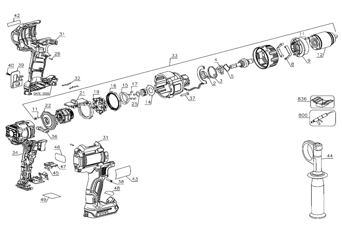 Parafusadeira/ Furadeira 20V MAX XR DCD996 Tipo 1 - Dewalt