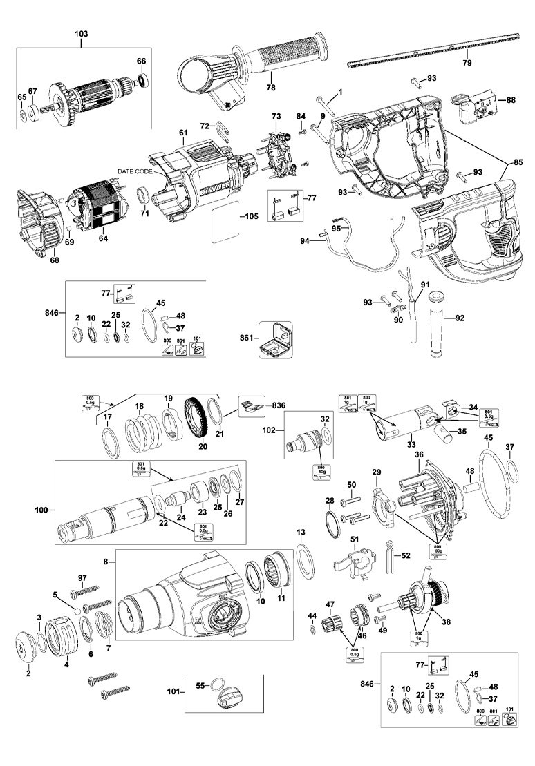 Martelete Perfurador/ Rompedor Eletropneumático D25260-B2 Tipo 1 - Dewalt