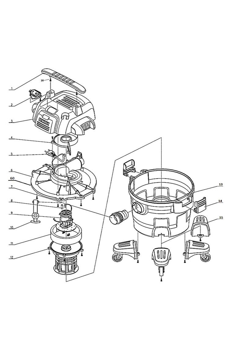 Aspirador de Pó e Água 22 Litros 1100W 220V DWV106-B2 - Dewalt