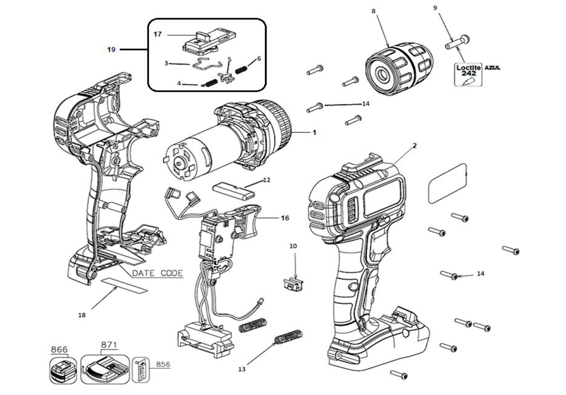 Parafusadeira/ Furadeira de Impacto 3/8" BCD704 TIPO 1 - Black & Decker