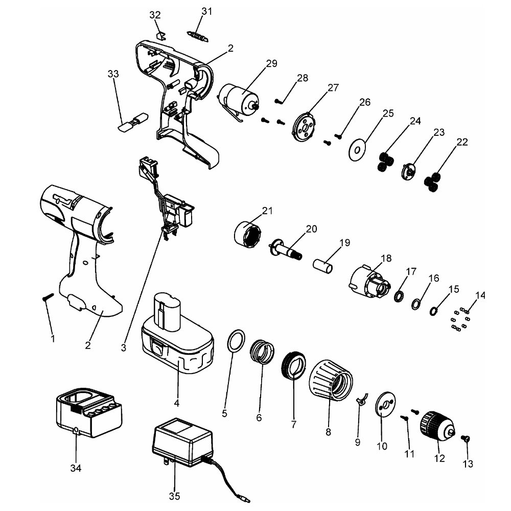 Parafusadeira/ Furadeira à Bateria 9,6V CD961 TIPO 1- Black & Decker