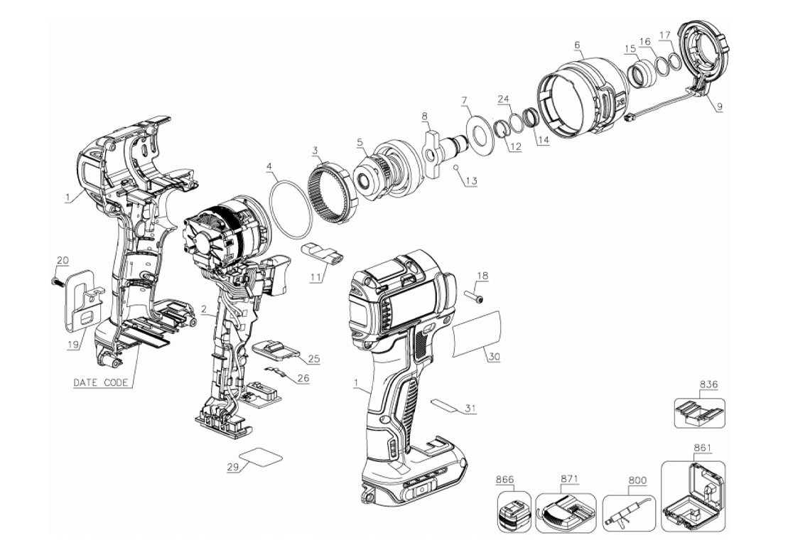 Parafusadeira de Impacto 1/4" DCF887-B2 - Dewalt