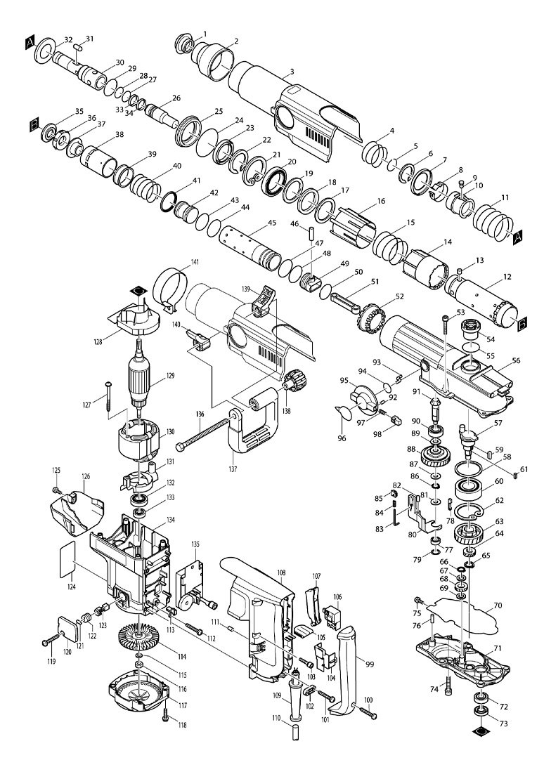 Martelo Demolidor Rompedor HR5001C - Makita