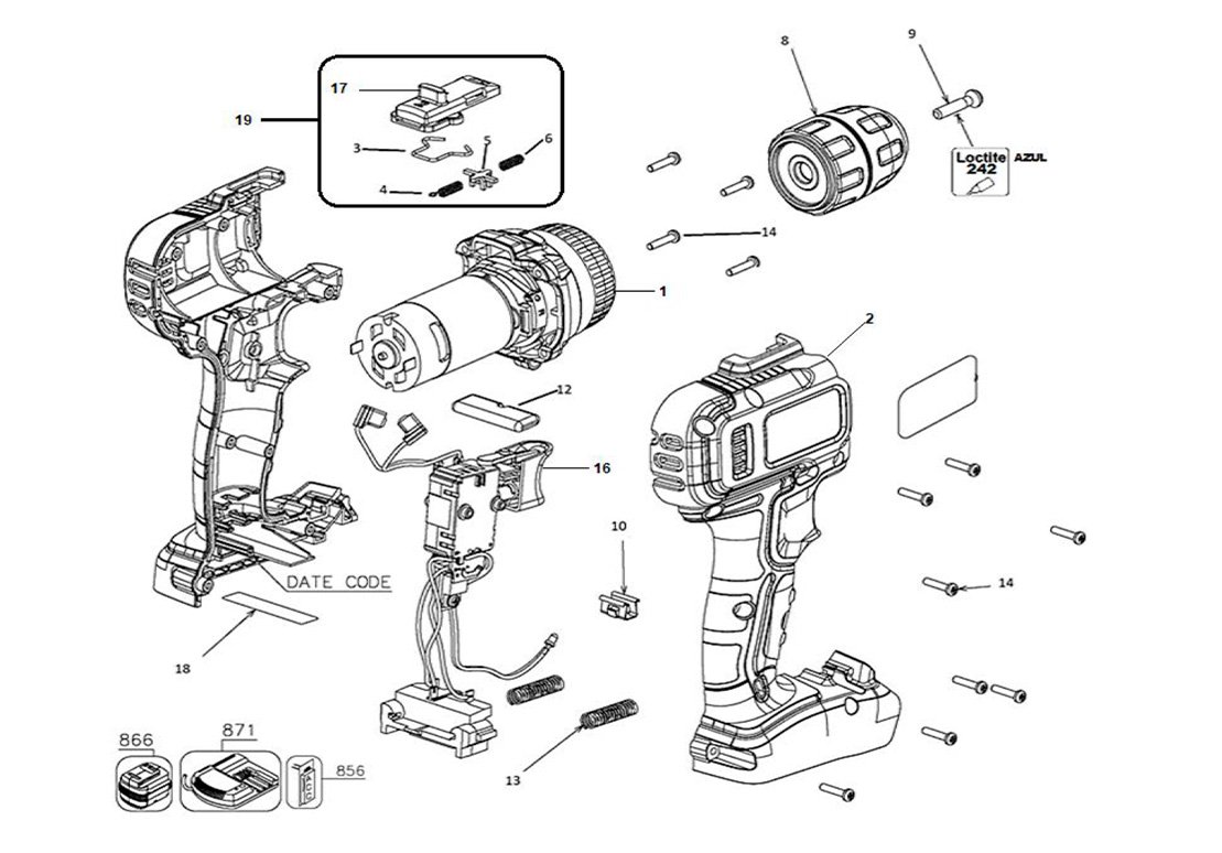 Parafusadeira/ Furadeira de Impacto 3/8" BCD704-BR TIPO 1 - Black & Decker