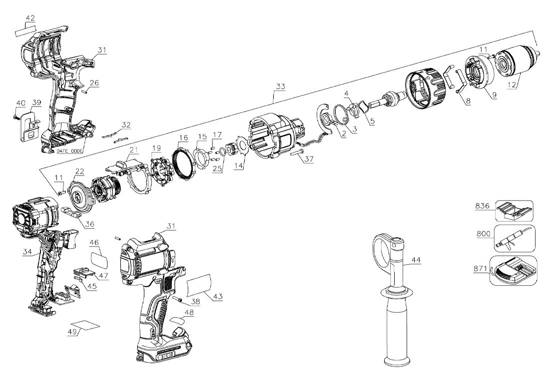 Furadeira/ Parafusadeira de Impacto DCD996 Tipo 2 - Dewalt