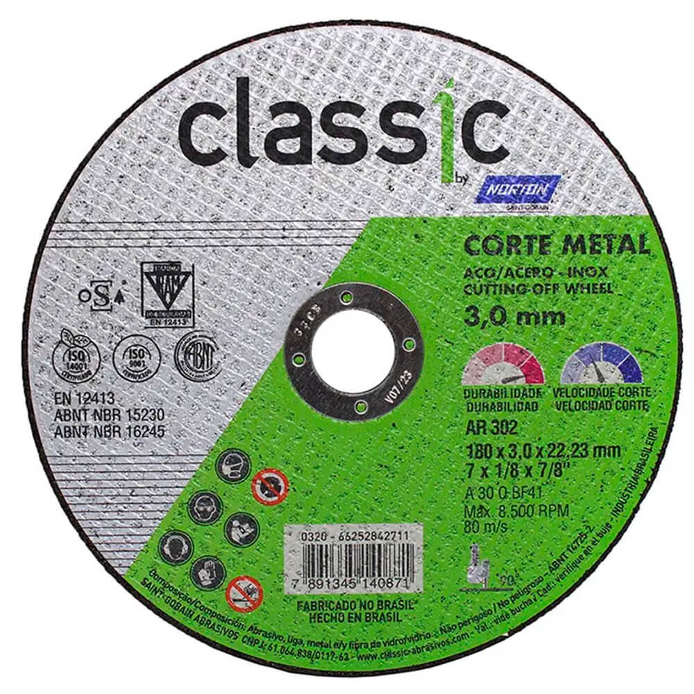 Disco de Corte Classic AR302 - 4.1/2 x 1/8 x 7/8 - Norton 66252842710 -  Felap Máquinas e Equipamentos