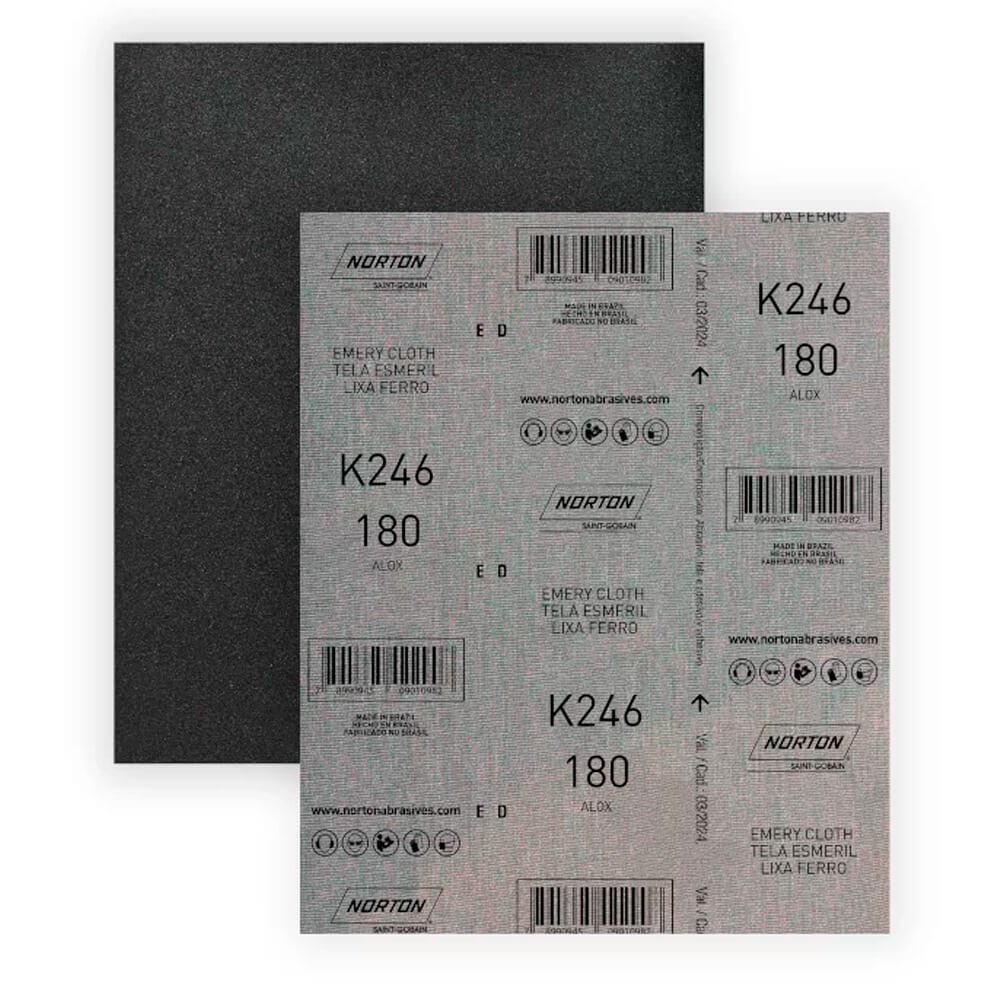 Folha de Lixa Ferro/Metal K246 Grão 180 225x275mm - Norton - Felap