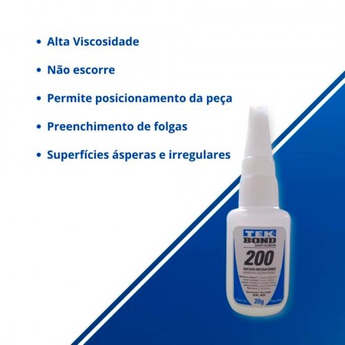 Adesivo Instantâneo 200 20G Bico Antientupimento - TekBond