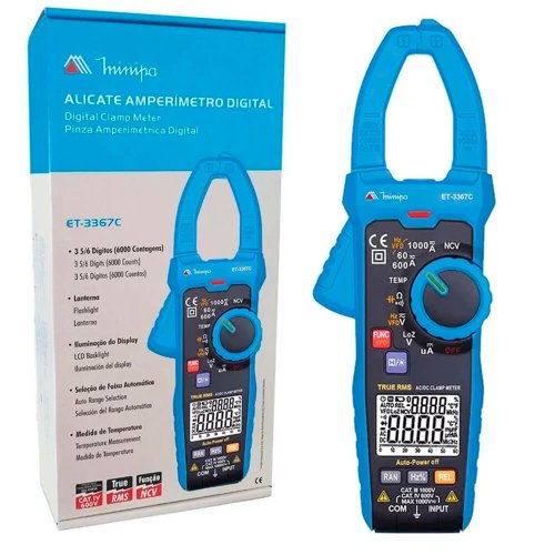 Alicate Amperímetro 600a AC/DC Temp. CAT III-60 ET-3367C - Minipa