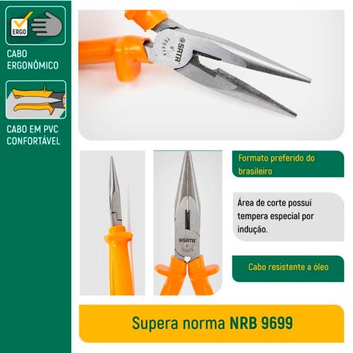 Alicate Meia Cana Curto Isolado 6" - Sata