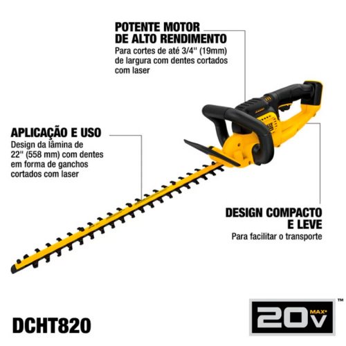 Aparador de Cerca Viva DCHT820B 22" 20V MAX LI-ION Brushless - Dewalt