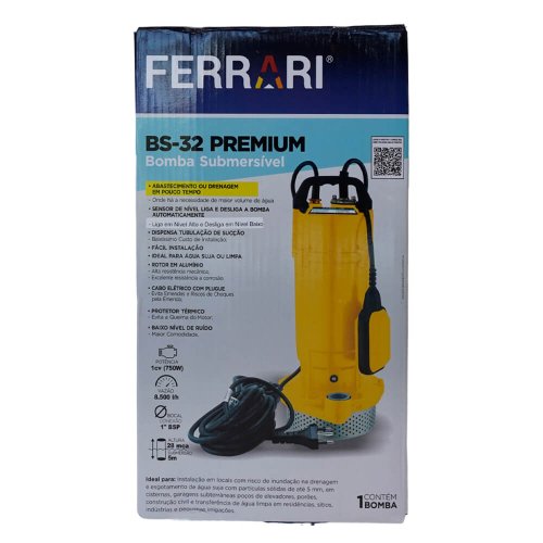 Bomba Submersível BS-32 PREMIUM 1CV 220V - Ferrari