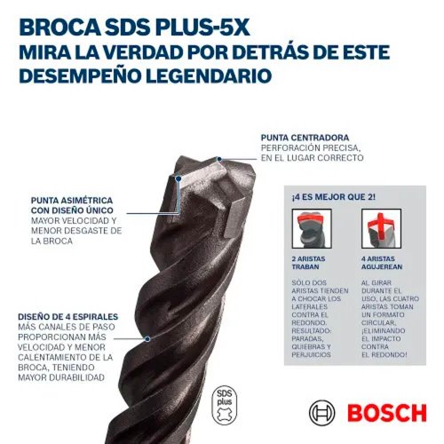 Broca SDS Plus 5X 13 x 200 x 260mm - 2608833815 - Bosch