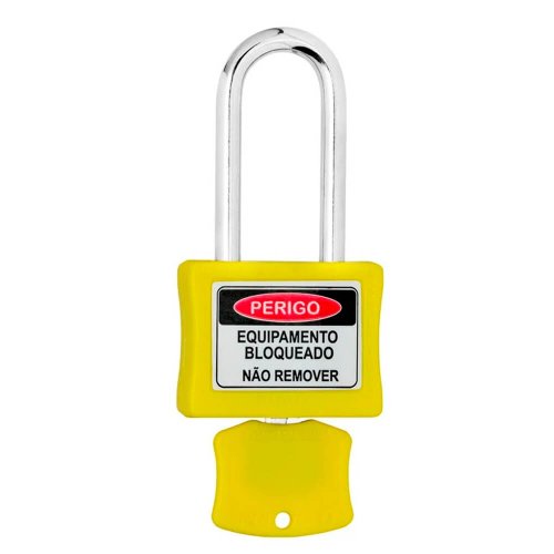 Cadeado para Bloqueio 35mm com Haste Longa 50mm Amarelo - Papaiz