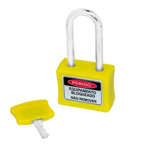 Cadeado para Bloqueio 35mm com Haste Longa 50mm Amarelo - Papaiz