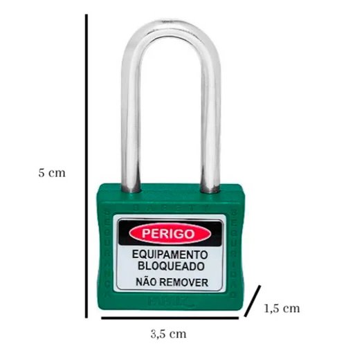 Cadeado para Bloqueio 35mm com Haste Longa 50mm Verde - Papaiz