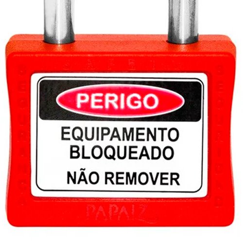 Cadeado para Bloqueio 35mm com Haste Longa 50mm Vermelho - Papaiz