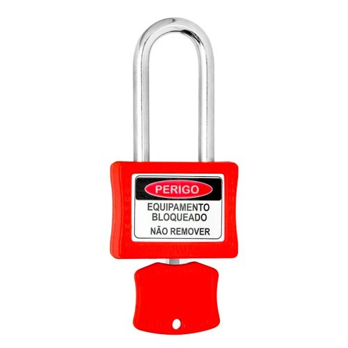 Cadeado para Bloqueio 35mm com Haste Longa 50mm Vermelho - Papaiz