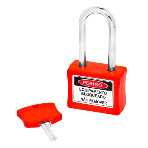 Cadeado para Bloqueio 35mm com Haste Longa 50mm Vermelho - Papaiz