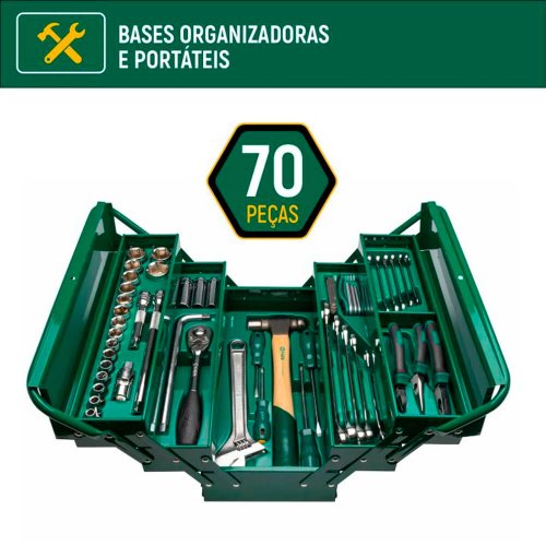 Caixa com Jogo de Ferramentas com 70 peças - Sata