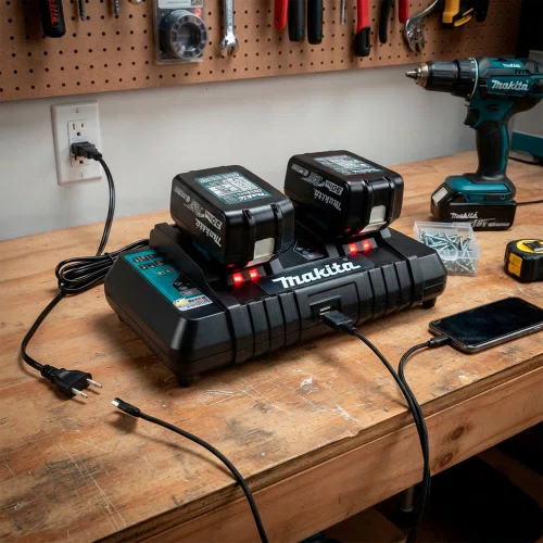 Carregador Duplo DC18RD Makita 18V 127V