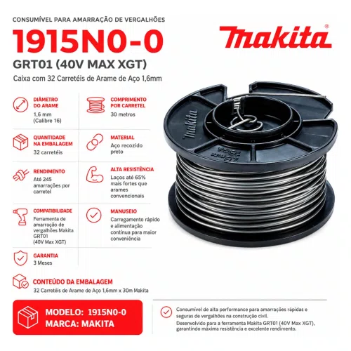 Carretel de Arame para Amarradora Vergalhão 1.6MM 30M - Makita