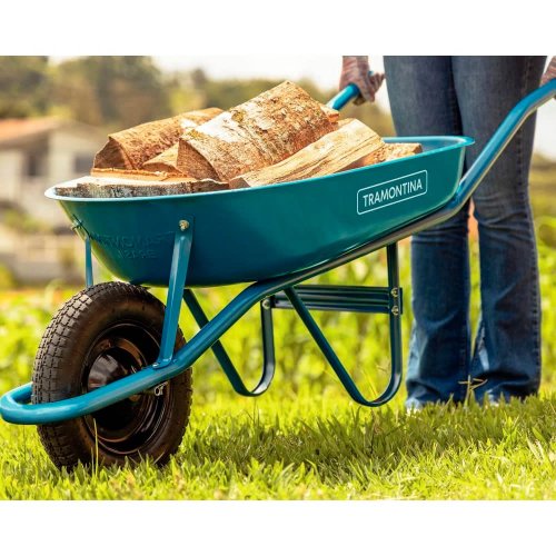 Carrinho de Mão com Caçamba Rasa Azul 50 L e Pneu com Câmara - Tramontina