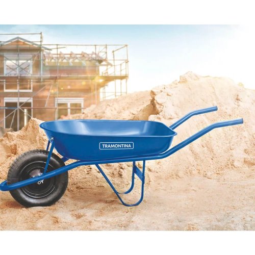 Carrinho de Mão com Caçamba Rasa Azul 50 L e Pneu com Câmara - Tramontina