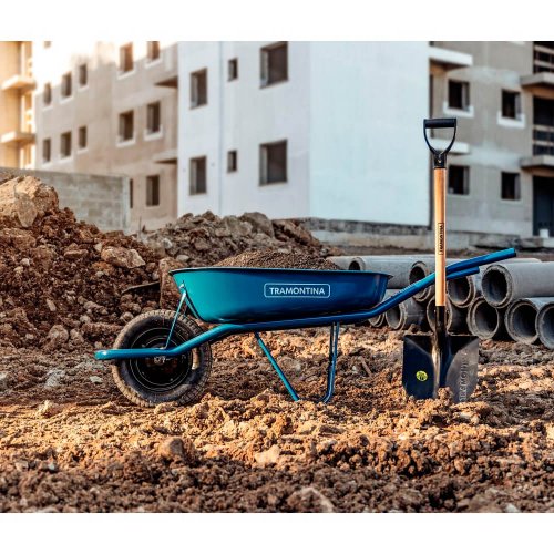 Carrinho de Mão com Caçamba Rasa Azul 50 L e Pneu com Câmara - Tramontina