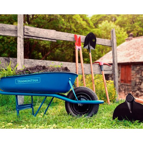 Carrinho de Mão com Caçamba Rasa Azul 50 L e Pneu com Câmara - Tramontina