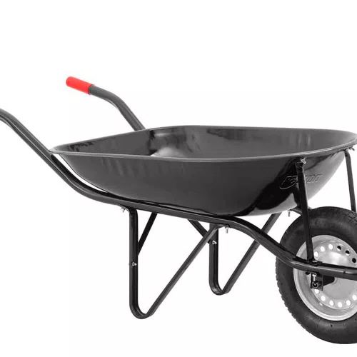 Carrinho de Mão com Pneu e Câmara com Caçamba Redonda Preto - Nove54