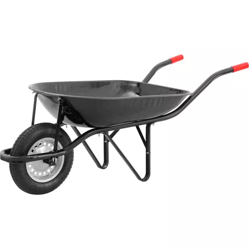 Carrinho de Mão com Pneu e Câmara com Caçamba Redonda Preto - Nove54