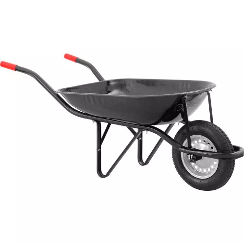 Carrinho de Mão com Pneu e Câmara com Caçamba Redonda Preto - Nove54