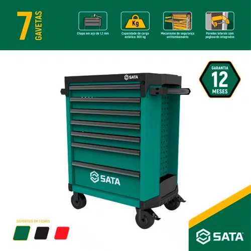 Carrinho para Ferramentas Verde com 7 gavetas - Sata
