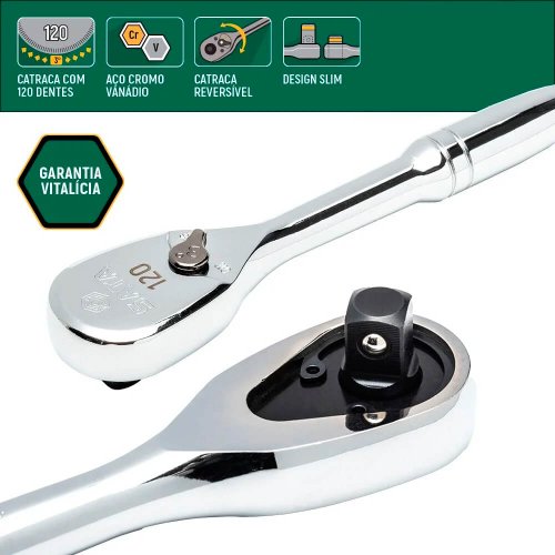 Chave Catraca Reversível 120xp 1/4" - Sata