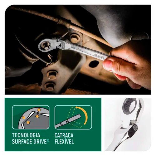 Chave Combinada Catraca Cabeça Flexível 19mm - Sata