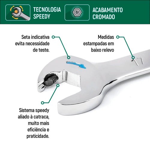 Chave Combinada Speedy com Catraca 11mm - Sata