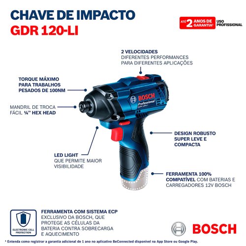 Chave de Impacto à Bateria 12V GDR 120-LI - Bosch