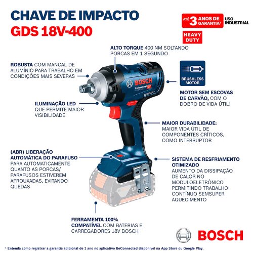 Chave de Impacto a Bateria Bosch GDS 18V-400