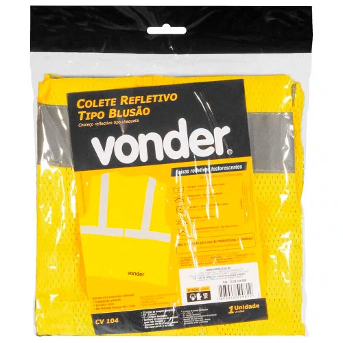 Colete Refletivo com Bolso Amarelo CV 104 - Vonder