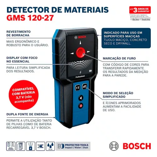 Detector e Scanner de Parede GSM 120-27 - Bosch