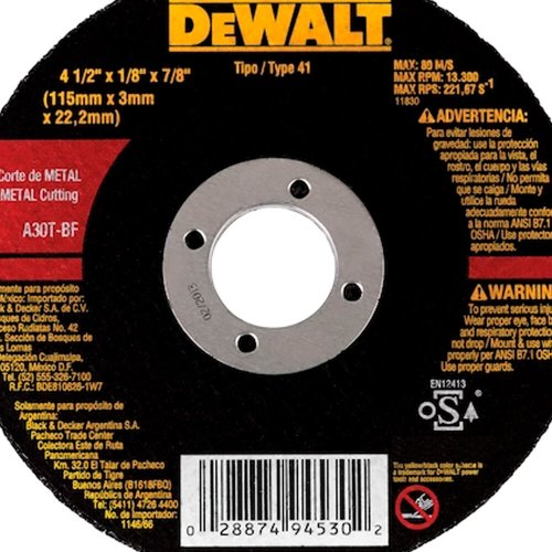 Disco Corte em Metal 115 x 3,0 x 22,22 - Dewalt