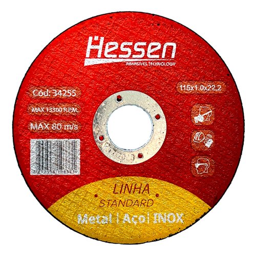 Disco de Corte 115 X 1.0 X 22.23 Aço/ Inox Standard - Hessen