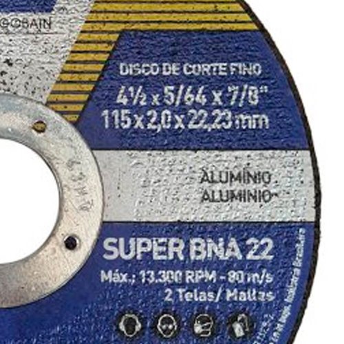 Disco de Corte Alumínio BNA22 - 115,2 x 2,0 x 22,23 - Norton