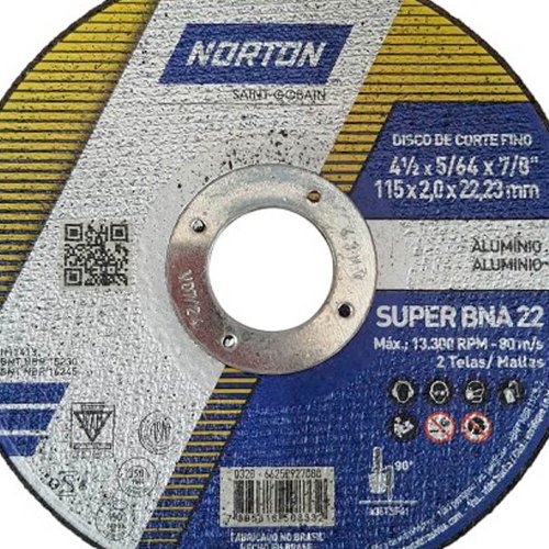 Disco de Corte Alumínio BNA22 - 115,2 x 2,0 x 22,23 - Norton