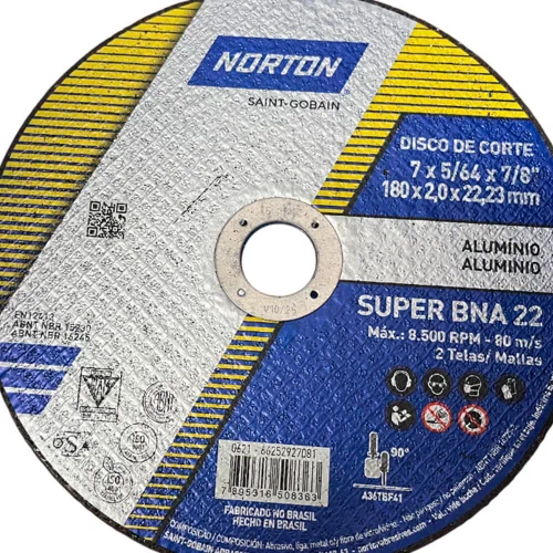Disco de Corte Alumínio BNA22 - 177,8 x 2,0 x 22,22 - Norton