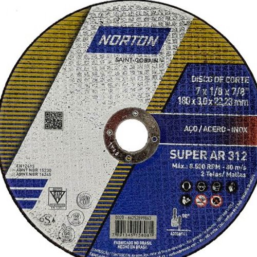 Disco de Corte AR312 - 180 x 3,0 x 22,23 - Norton